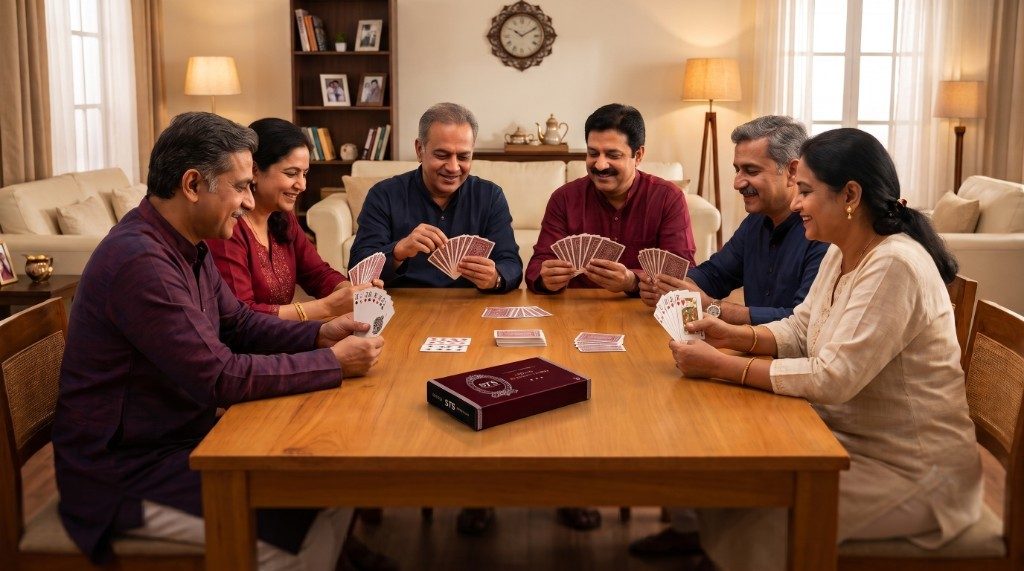 Family rummy night with 575 Premium playing cards